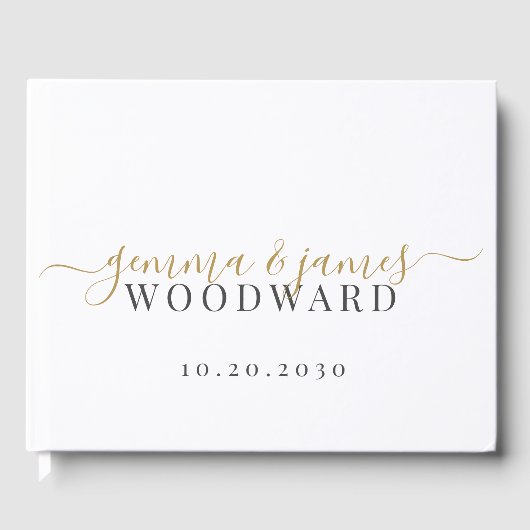 Gouden Schrift Zwarte Getrouwde Naam Gastenboek (Voorkant)