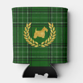 Gouden Scottie & Krans Groen Plaid Blikjeskoeler (Achterkant)