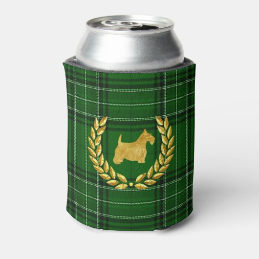 Gouden Scottie & Krans Groen Plaid Blikjeskoeler (Blikje Achterkant)