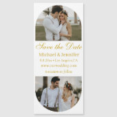 gouden script 2 boog foto's save the date magneet (Voorkant)