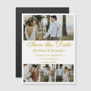 gouden script 4 foto's collage save the date magne