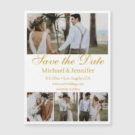 gouden script 4 foto's collage save the date magne