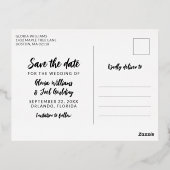 Gouden Script 4 Foto's Trouwdatum Besparen Folie Uitnodiging Briefkaart (Achterkant)