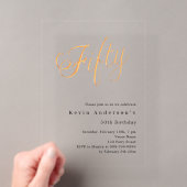 Gouden script 50ste verjaardag helder acryl uitnodigingen (Insitu (Draagbaar))
