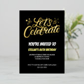 Gouden Script 80ste Verjaardagsfeest Folie Uitnodiging (Staand Voorkant)