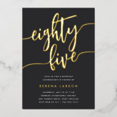 Gouden Script 85e verjaardagsfeest Folie Uitnodiging (Voorkant)