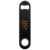 Gouden script aangepaste initialen zwart speed flessenopener (Voorkant)