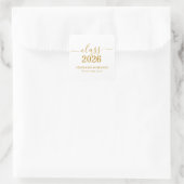 Gouden Script Afstudeerfeest Klas van 2026 Vierkante Sticker (Tas)