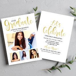 Gouden Script Afstudeerfoto Collage Feest 2026 Kaart