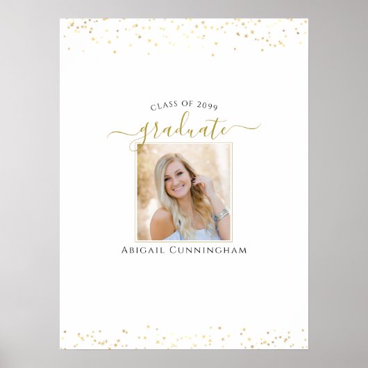 Gouden Script Afstudeerfoto Handtekening Feest Poster (Voorkant)