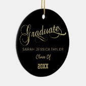 Gouden Script Afstudeerfoto Keramisch Ornament (Rechts)