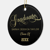 Gouden Script Afstudeerfoto Keramisch Ornament (Links)