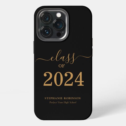 Gouden Script Afstudeerklas 2024 iPhone Hoesje (Achterkant)