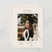 gouden script afstuderen aankondiging briefkaart (Voorkant / Achterkant)