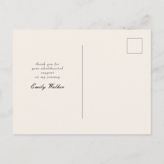 gouden script afstuderen aankondiging briefkaart (Achterkant)