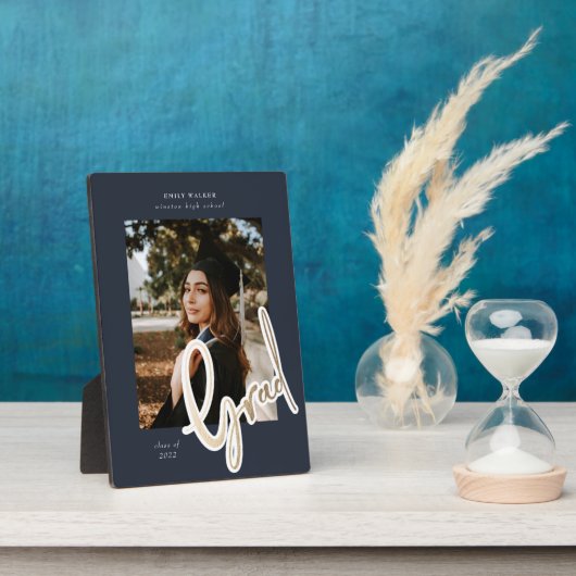 gouden script afstuderen aankondiging fotokaart pl fotoplaat (Zijkant)