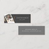 Gouden Script Afstuderen Fotonaam Kaart Mini Visitekaartje (Voorkant / Achterkant)