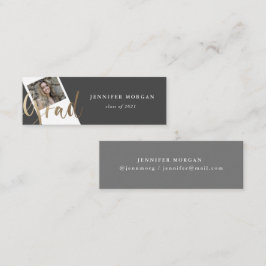Gouden Script Afstuderen Fotonaam Kaart Mini Visitekaartje