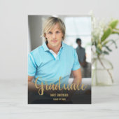 Gouden Script Afstuderen naam en foto Kaart (Staand voorkant)