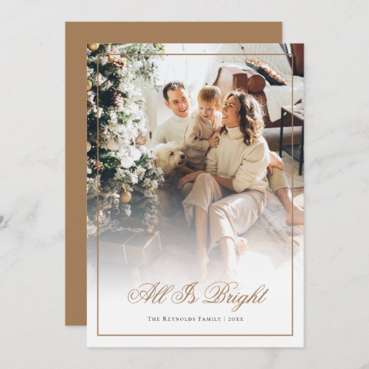 Gouden script Alles is heldere foto Kerstmis Feestdagenkaart (Voorkant / Achterkant)