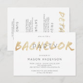 Gouden Script Bachelorfeest Weekend Uitnodiging (Voorkant / Achterkant)