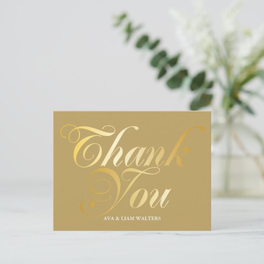 Gouden Script Bedankt Briefkaart (Staand voorkant)