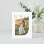 Gouden Script Boog Foto Afstudeer Uitnodiging (Staand voorkant)