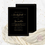 Gouden Script Border 21st Verjaardagsfeest Zwart Kaart<br><div class="desc">Goud Script Border 21st Verjaardagsfeestje Zwart. Digitaal verkrijgbaar of gedrukt. Een minimalistisch modern tekstontwerp in stijlvol zwart en goud voor uw eenentwintigste die volledig aanpasbaar is, met een enkele lijnrand. Wijzig de woorden naar wens en u kunt ook tekst- en achtergrondkleuren en nog veel meer wijzigen als u dat wenst...</div>