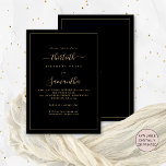 Gouden Script Border 30e verjaardag Party Zwart Kaart<br><div class="desc">Elegant Goud Script Border 30e Verjaardagsfeestje Zwart. Digitaal verkrijgbaar of gedrukt. Een minimalistisch modern tekstontwerp voor uw dertigste in stijlvol zwart en goud, dat volledig aanpasbaar is, met een enkele lijnrand. Wijzig de woorden naar wens en u kunt ook tekst- en achtergrondkleuren en nog veel meer wijzigen als u dat...</div>