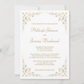 Gouden script botanisch frame QR-code Kaart (Voorkant)