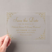 Gouden script botanisch kader trouwkaart save the  acryl uitnodigingen (Insitu (Draagbaar))