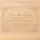 Gouden script botanisch kader trouwkaart save the  acryl uitnodigingen (Voorkant)
