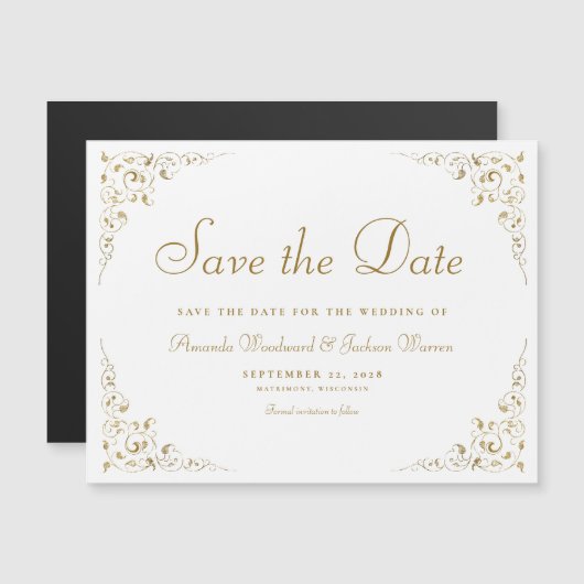 Gouden Script Botanische Frame Save The Date (Voorkant / Achterkant)