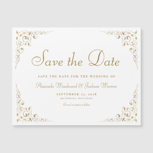 Gouden Script Botanische Frame Save The Date (Voorkant)