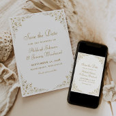 Gouden Script Botanische Frame Save The Date