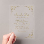 Gouden Script Botanische Frame Save The Date Acryl Uitnodigingen (Insitu (Draagbaar))