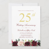 Gouden Script Bourgondische marine 25e trouwdag Kaart (Voorkant)