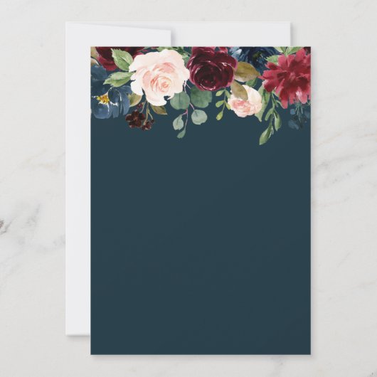 Gouden Script Bourgondische marine 50e trouwdag Kaart (Achterkant)