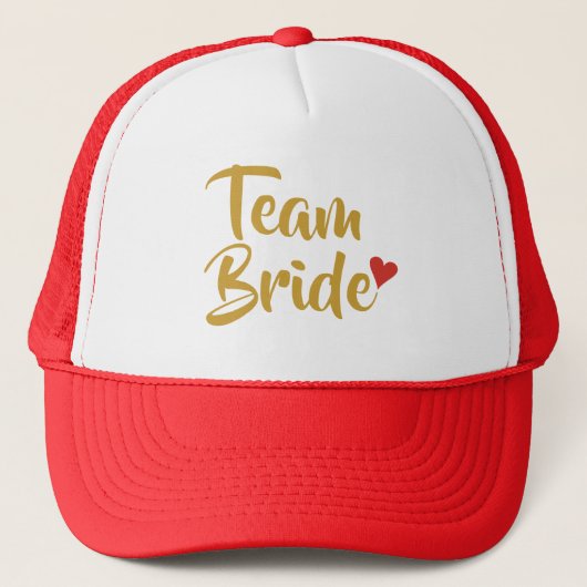 Gouden Script Bruid Cute Rode Liefdeshart Trucker Pet (Voorkant)