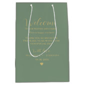 Gouden script bruiloft welkomsttas hotel gastzakke medium cadeauzakje (Voorkant)