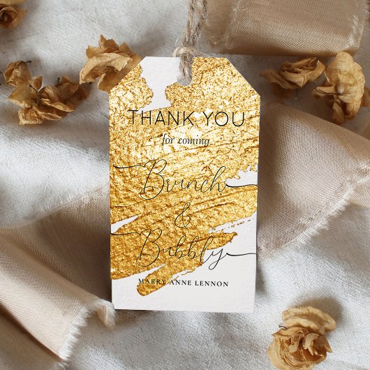 Gouden Script Brunch en Mousserende Wijn Cadeautag Cadeaulabel