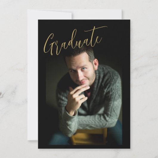 Gouden Script Calligrafie Foto Afstuderen Aankondiging (Voorkant)