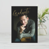 Gouden Script Calligrafie Foto Afstuderen Aankondiging (Staand voorkant)