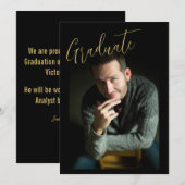 Gouden Script Calligrafie Foto Afstuderen Aankondiging (Voorkant / Achterkant)
