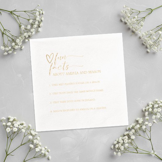 Gouden Script Calligrafie Leuke Feiten Bruiloft Folie Servetten