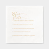 Gouden Script Calligrafie Leuke Feiten Bruiloft Folie Servetten (Voorkant)