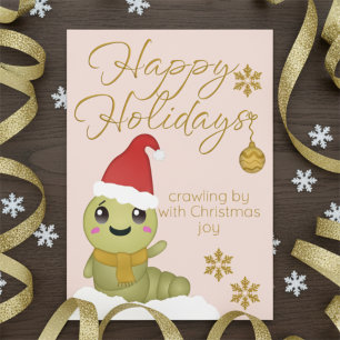 Gouden script cartoon karakter kerstkaart