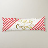 Gouden Script Confetti Rood Wit Familie Kerstmis Lichaamskussen (Achterkant)