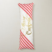 Gouden Script Confetti Rood Wit Familie Kerstmis Lichaamskussen (Achterkant (Verticaal))