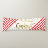 Gouden Script Confetti Rood Wit Familie Kerstmis Lichaamskussen (Voorkant)